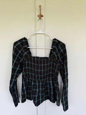 Old Navy tartan plaid blouse top